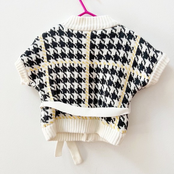 Janie & Jack Infant Girls Houndstooth Cardigan Sweater Sz 12-18 mo White Black - Picture 7 of 8